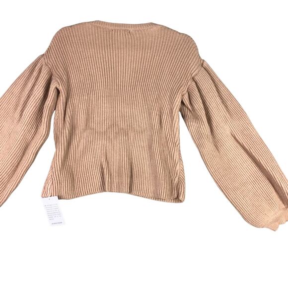 Nordstrom Women’s Small Camel Tan Cropped Pullover Sweater Balloon Sleeves NWT - Picture 2 of 14